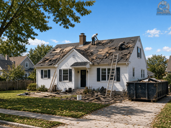 Cape style house in Suffolk County NY being renovated by the cash home buyer who purchased it as-is