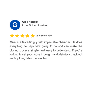 Google Review of Cash For Houses Long Island