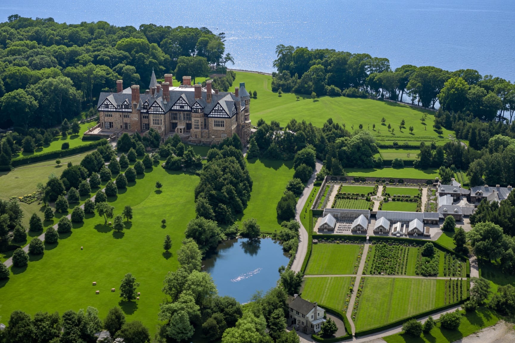 Grand Gold Coast mansion near Matinecock Point overlooking Long Island Sound, home to Nassau County's largest property-tax bills