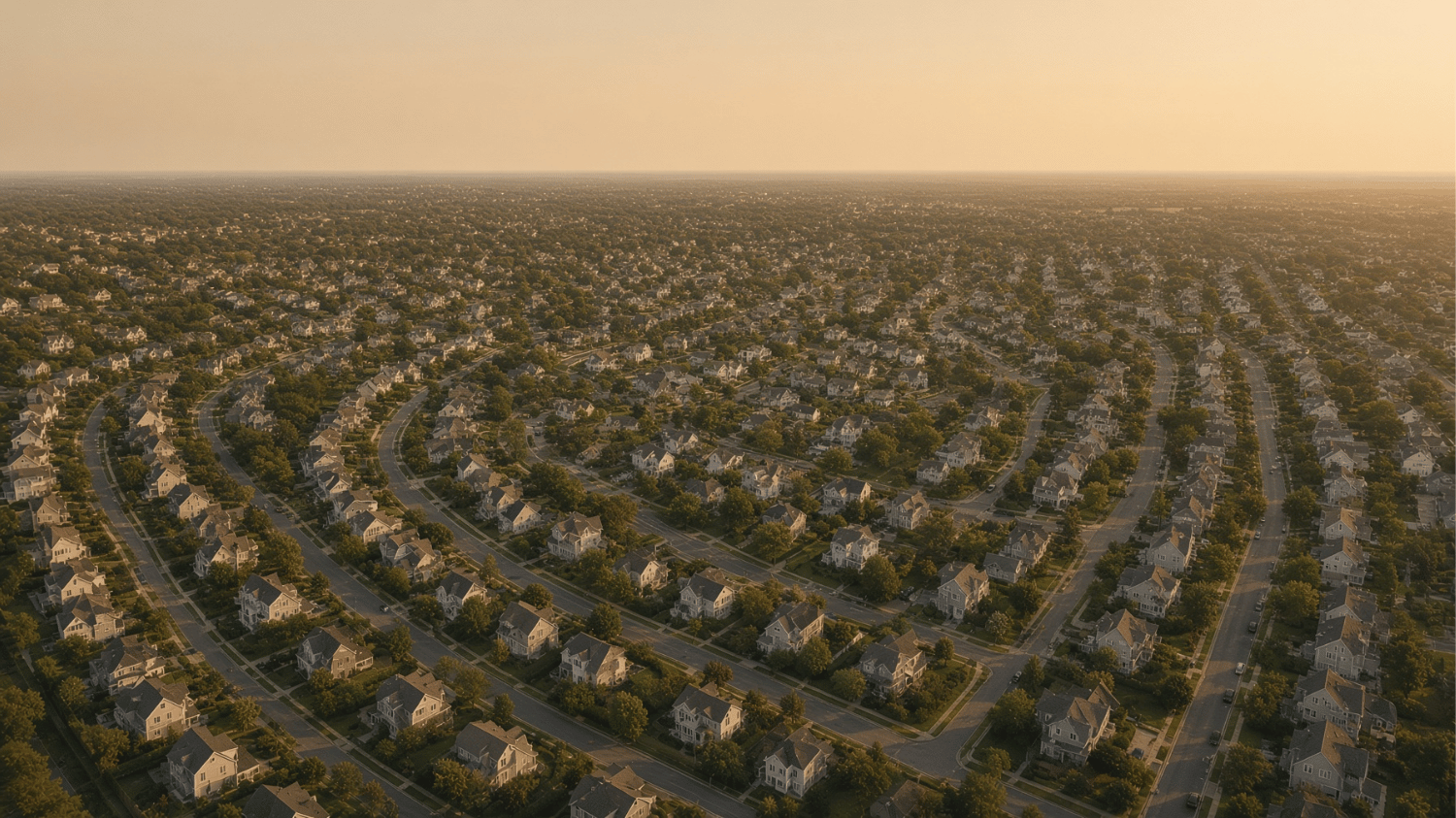 Aerial view of postwar cape homes on a Nassau County NY street grid