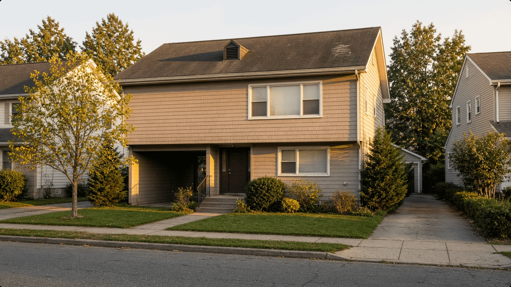 Long Island house with a second-story addition built over the carport, the kind of expansion that often leaves an open permit behind